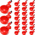Patelai Chicken Water Cups, Chicken Waterer Cups Summer Water Feeder Cup 3/8 Inch Thread Automatic Filling Waterer Poultry Drinking Bowl for Duck Turkey Bunny(Red,24 Pieces)