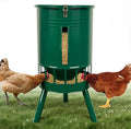 KOL 50LB Metal Chicken Feeder - No Waste, No Clog Design with 16 Ports & Smooth Gravity-Flow, Powder Coated Rust-Proof for Coop Use (Green)