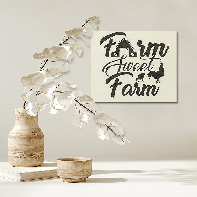 JennyGems Farm Sweet Farm Wooden Sign, Barn Gifts, Chicken Decor, Farmhouse Decorations Wall Hanging, Made in USA
