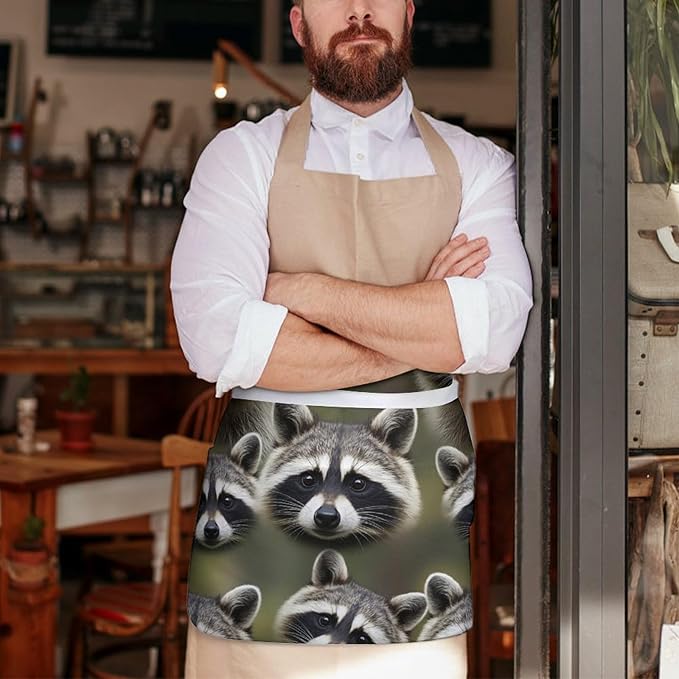 Unisex Chef Waiter Apron Waist Half Short Serving Aprons with 3 Pockets