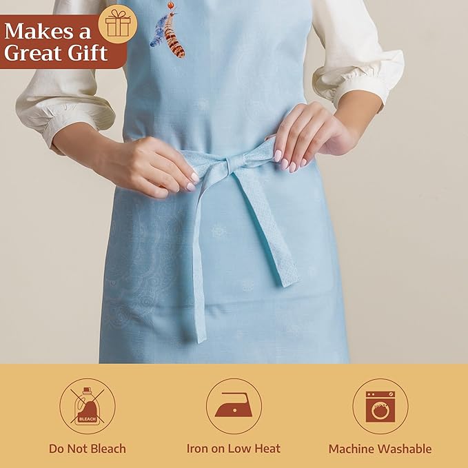 Maison d' Hermine 100% Cotton Apron for women with Pocket Kitchen Chef Apron for Men Cooking Easter Decorations