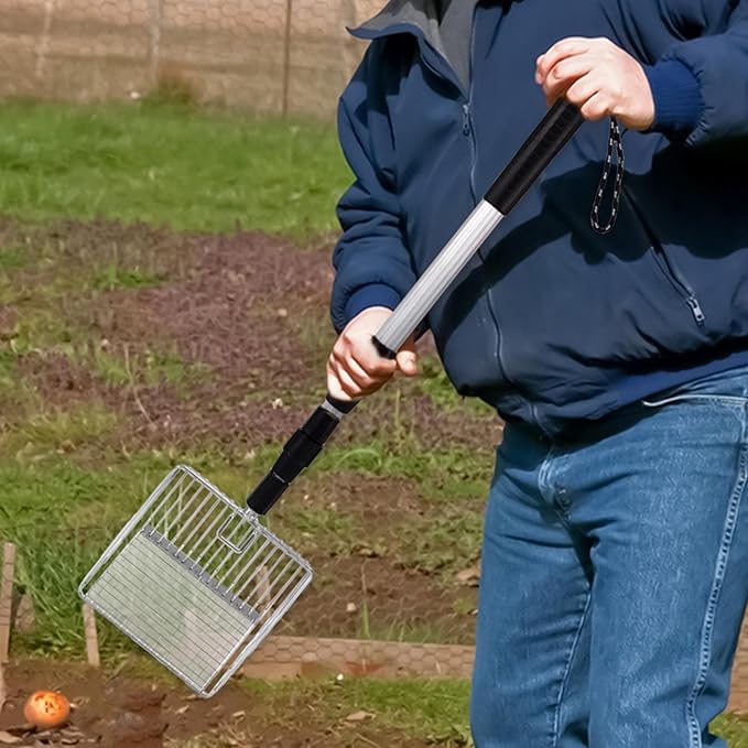 Chicken Coop Rake - Stretchable Cleaning Tool, Poop Shovel for Debris Removal | Coop Accessories Kit, Poop Separator for Sand Bedding, Rake with Easy Cleanup Use
