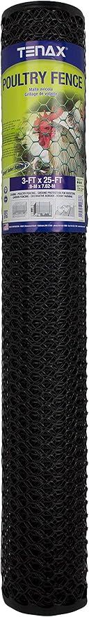Tenax 2A230090 Poultry Fence 3' x 25' Black Made in USA