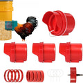 Chicken Feeder No Waste, 4 Ports Automatic Poultry Feeder with Covers & Hole Saw, Rain Proof Chicken Feeder Port for Buckets, Bins & Barrels