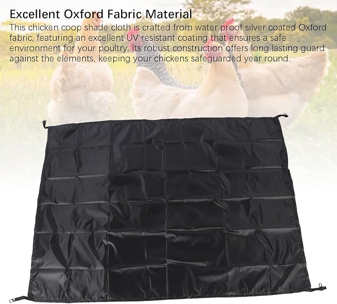 Focket Chicken Coop Tarp, 57x43in Cover, Silver Coated Oxford Fabric Dust Proof Pen Cover with for Outdoor Poultry Protection