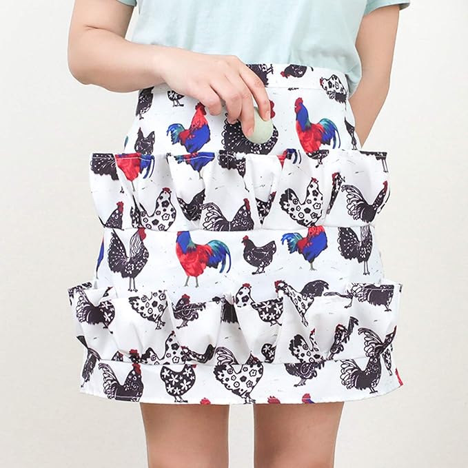 Pilipane Eggs Collecting Apron with Multiple Pockets, Convenient and Hands Egg Gathering for Chicken, Duck, and Farmhouse Supplies(S)