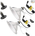 Simple Deluxe 100W Ceramic Reptile Heat Lamp Bulb & 150W Clamp Light with 8.5" Aluminum Reflector Combo for Amphibian Pets& Incubating Poultry Heater, 2-Pack