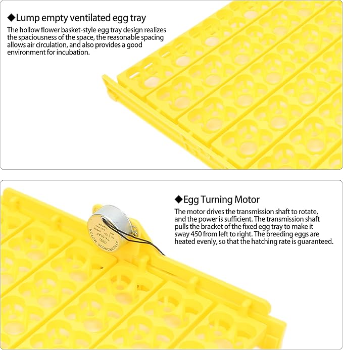 Pssopp Automatic Egg Turning Tray, Mini Incubator Hatcher Automatic Egg Turning Tray Tool Egg Turner with Motor for Chicken Duck Quail Egg Incubator Accessories[110V]