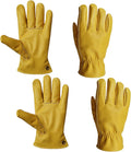 Leather Work Gloves-2pairs Genuine Cowhide Gloves for Yard Work, Gardening, Farm,Construction,Men & Women
