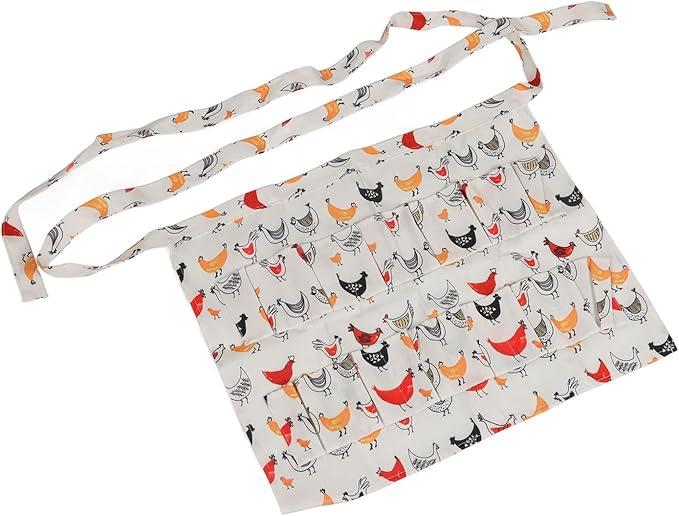 Eggs Collecting Apron for Chicken Hens Duck Goose, Adult Style L with 12 Pockets, Hands Free Egg Gathering Apron for Farm Kitchen Use, Strong Cloth Material for Safe Egg Storage (Type 7)