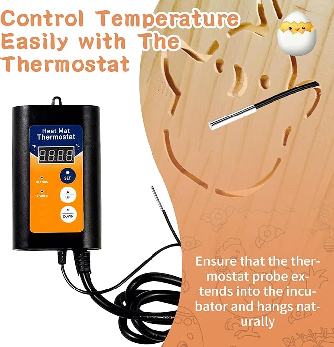 22-Piece Large Chicken Brooder Box 32", All-in-One Kit, Up to 35 Chicks Capacity, Brooder with Temp Controller, Thermometer, Chicken Brooder Box for Quail, Hamsters, Pattern A