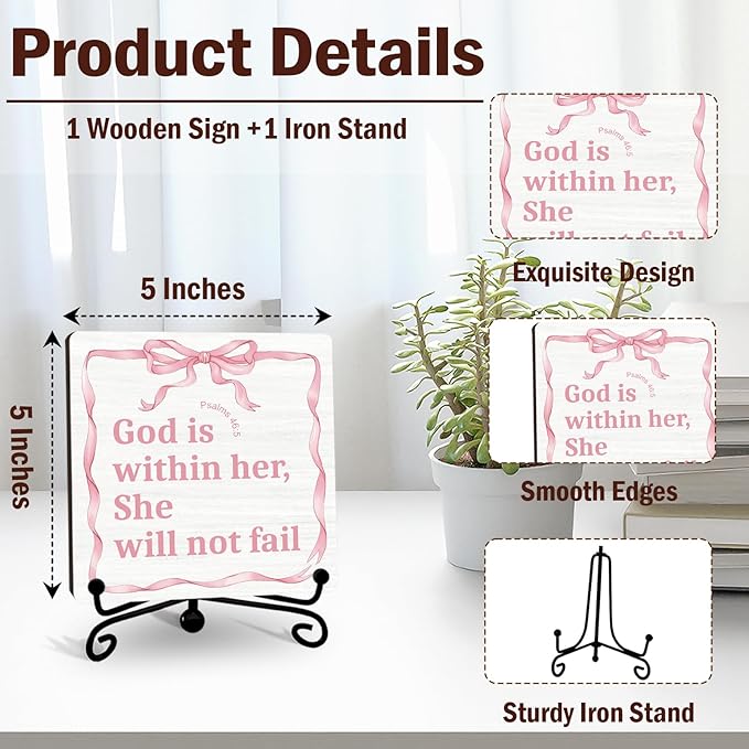 Home Living Room Table Decor, Christian Gifts, Boho Office Decorations, God Is Within Her She Will Not Fall, Coquette Decoration, Christian Girl Room Decor -A04