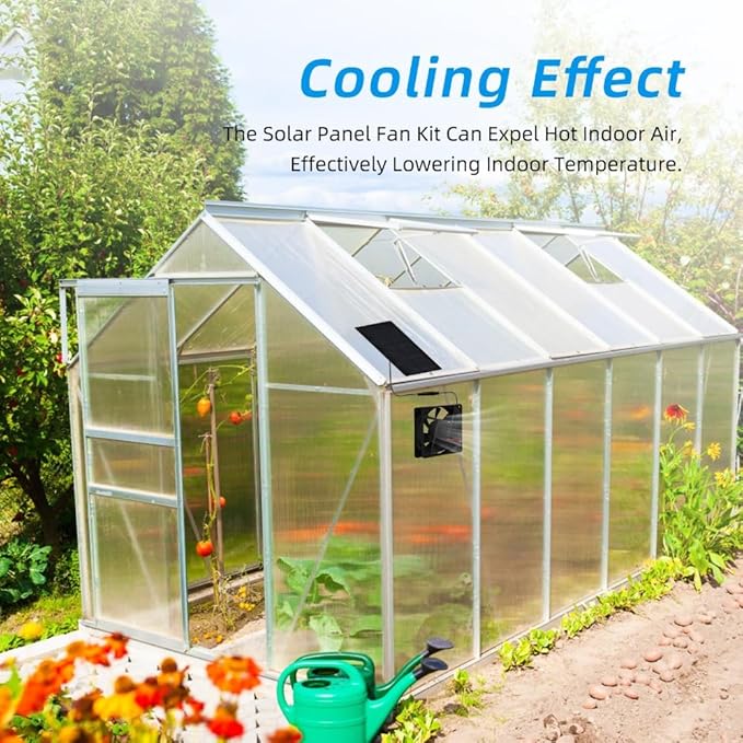 Fan Kit - IP65 Water Proof 3000 RPM Ventilation Fan with Solar Panel for RV, Greenhouse & Chicken Coop - Ultra-Quiet Operate (80x80mm Fan Size)‌