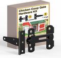 Chicken Coop Gate Hardware Kit,3 inch T-Strap Shed Hinges and 4 inch Door Latches,Heavy Duty Gate Hinge and Latch Sets for Chicken Coop Accessories Replacement,Door Repair and DIY