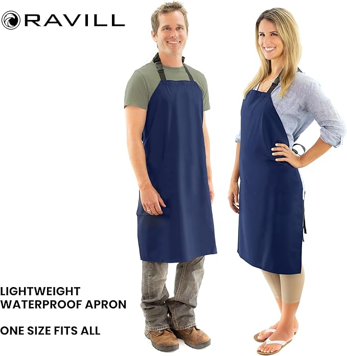 Waterproof Apron For Men and Women - 35" Multi Purpose Work Aprons for Dishwashing, Dog Grooming, Cleaning
