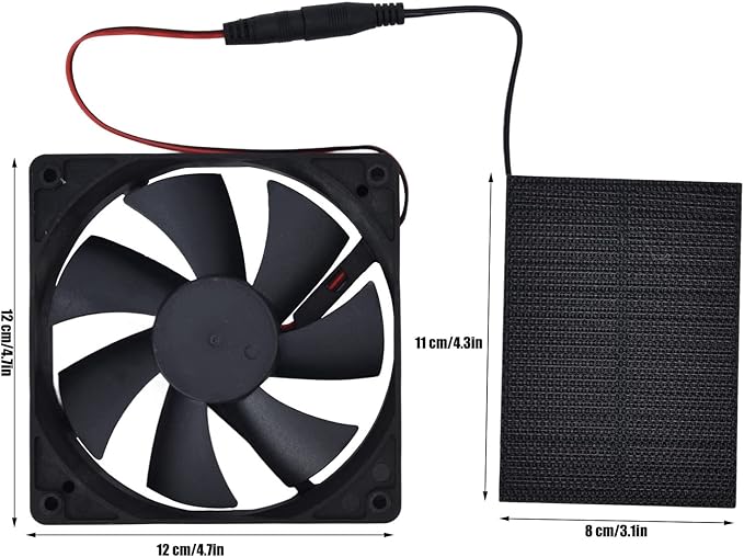 Solar Powered Exhaust Fan Kit 3W Waterproof Panel Fan Household Ventilation Fans for Poultry Chicken Coop Greenhouse Dog Shed Pet Houses Window