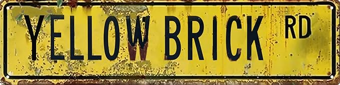 Vintage Style Decorative Metal Tin Sign 8x12 in Yellow Brick Rd Wall Hanging Plaque for Home Garden Bar Decor Fun Gift