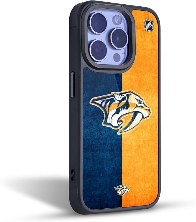 Head Case Designs Officially Licensed NHL Half Distressed Nashville Predators Gel Armor Case [Military Grade Drop Protection] Compatible with Apple iPhone 13 Pro Max