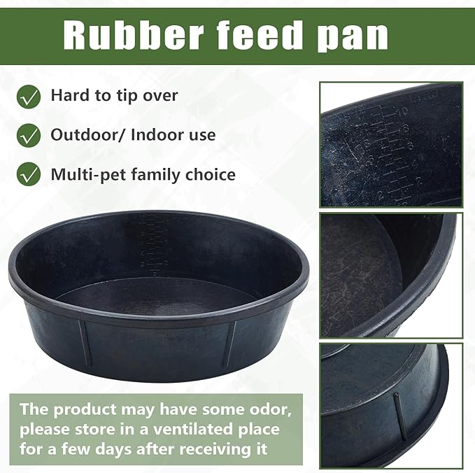 Sadnyy 5 Pcs Rubber Feed Pan 12 Quart/ 3 Gallon Utility Horse Feed Bucket Rubber Bowl Chicken Dust Bath Container Horse Feeder for Goats Livestock Animal Feeding Cats Dogs Pigs