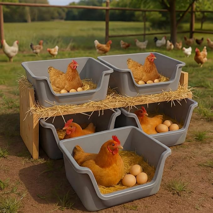1 Pcs Washable Chicken Nesting Box, Floor Durable Chicken Coop Accessories Easy to Clean Plastic Square for Hens Ducks and Poultry for Egg Collection Backyard