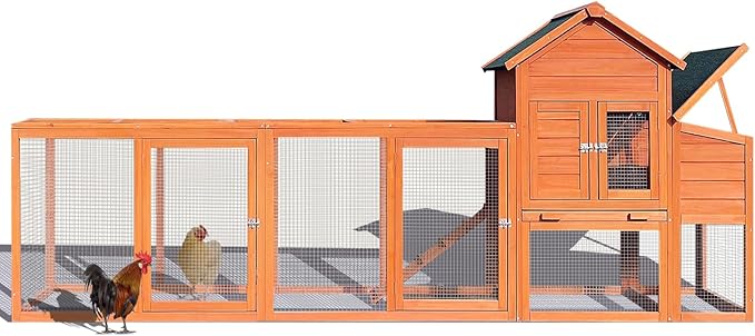 122&Quot;Large Wooden Chicken Coop Wood Large Activity Space for 3-4 Chickens Outdoor Hen House with Nesting Box Seasonal Outdoor Decor