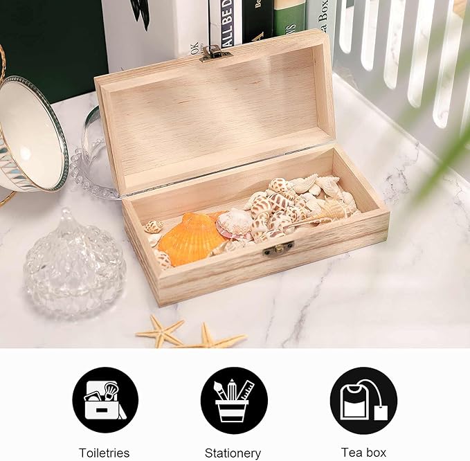 Chickens And Farm Wooden Storage Boxes with Hinged Lid Beautifully Keepsake Boxes Wood Jewelry Box Jewellery Organiser & Trinket Holder Gift for Men & Women 7.9" X 3.9" X 2.3"