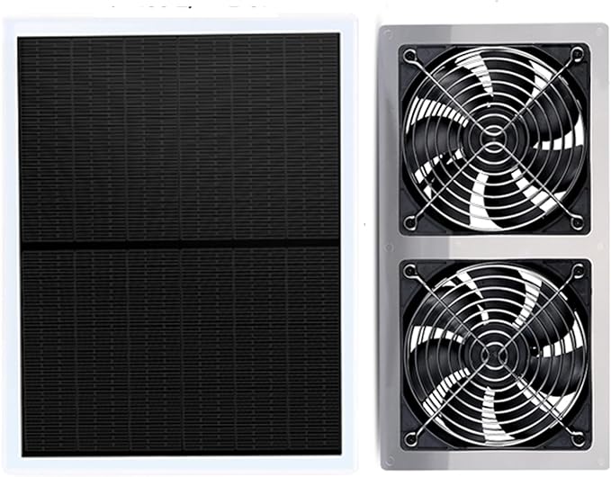 10W Solar Fan, Dual Metal Shell Exhaust Fan Kit for Chicken Coops, Greenhouses, Sheds, Pet Houses, and Windows, chicken coop accessories