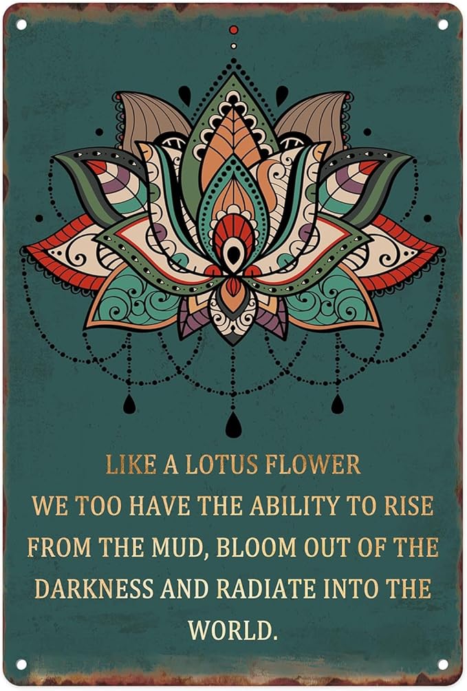 Sanwarm Metal Sign 8X12 Inch, Like A Lotus Flower Inspirational Lotus Vintage Tin Sign Wall Art Decor for Home, Living Room, Kitchen, Garden, Bedroom, Office, Hotel, Cafe And Pub Decoration