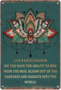 Sanwarm Metal Sign 8X12 Inch, Like A Lotus Flower Inspirational Lotus Vintage Tin Sign Wall Art Decor for Home, Living Room, Kitchen, Garden, Bedroom, Office, Hotel, Cafe And Pub Decoration