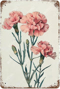 Flowers Metal Signs Carnation Sign Vintage Tin Sign Retro Wall Art Decor for Living Room Bedroom Garden Yard Shop Bar 8×12 Inches