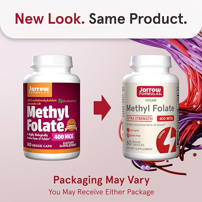 Jarrow Formulas Maximum Strength Methyl B-12 5000 mcg, Dietary Supplement Extra Strength Methyl Folate 400 mcg, Dietary Supplement for Cardiovascular