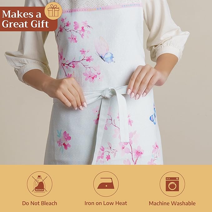 Maison d' Hermine 100% Cotton Apron for women with Pocket Kitchen Chef Apron for Men Cooking Easter Decorations