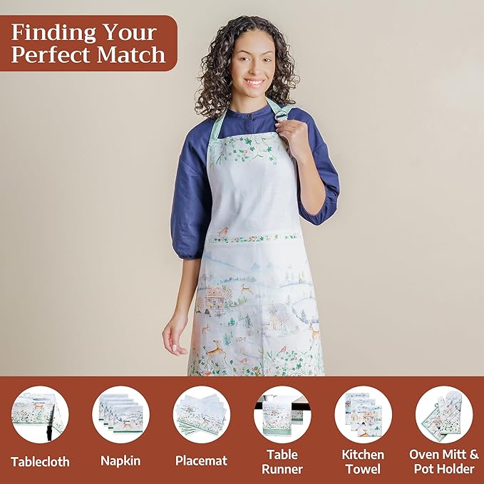 Maison d' Hermine 100% Cotton Apron for women with Pocket Kitchen Chef Apron for Men Cooking Easter Decorations