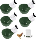 Chicken Waterer Cups 5 Packs,Duck Chick Waterer Chicken Feeder Cups,Automatic Waterer Feeder with Anti-Leak System for Chicken,Duck,Goose,Bunny(Green)