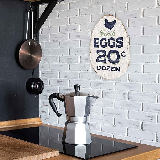 Rustic Fresh Eggs Metal Sign - Farmhouse Wall Art for Chicken Coop, Dining Room, or Kitchen