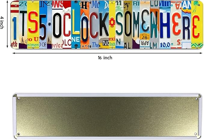 Cenacle It's 5 O'clock Somewhere Bar Signs Man Cave Decor Vintage Metal Wall Decor Sign 4x16 Inches