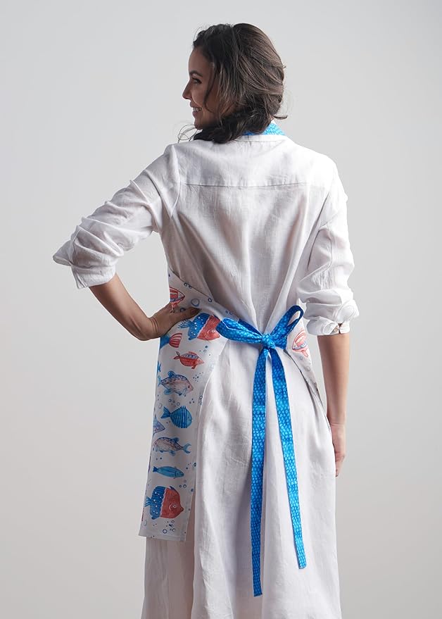 Maison d' Hermine 100% Cotton Apron for women with Pocket Kitchen Chef Apron for Men Cooking Easter Decorations