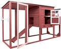 Chicken Coop Solid Wood with Large Run Cage 2 Stories - Asphalt Roof, Nest Box, Pu Wheels, Pole Chicken Perch