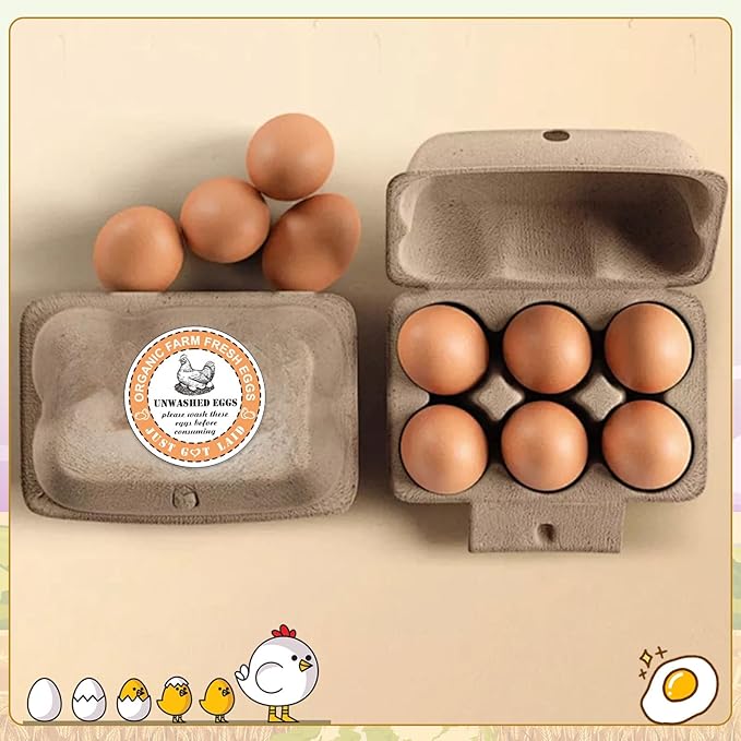800PCS Unwashed Farm Fresh Egg Carton Stickers,2 inch Round Colorful Eggs just got Laid Carton Labels,self Adhesive roll Packaging Stickers for Farm Stand Supplies and Small Business
