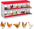 Metal Nesting Boxes for Chickens-10 Compartment Chicken Nesting Box for Laying Eggs, Wall Mountable Roll Away Laying Boxes for Hens and Chicken Coop