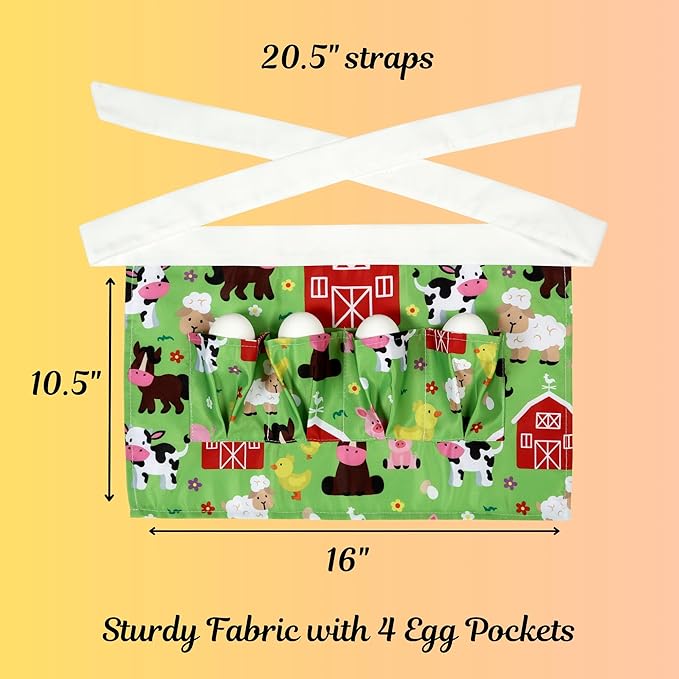 Plum Hill Chicken Egg Collecting Apron - Egg Gathering Aprons for Toddlers and Little Kids - Child Egg Apron for Fresh Eggs