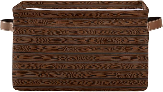 Rustic Grain Storage Bins Collapsible Storage Basket with Metal Frame, Fabric Shelves Bins Closet Baskets with Handles, 1-Pack