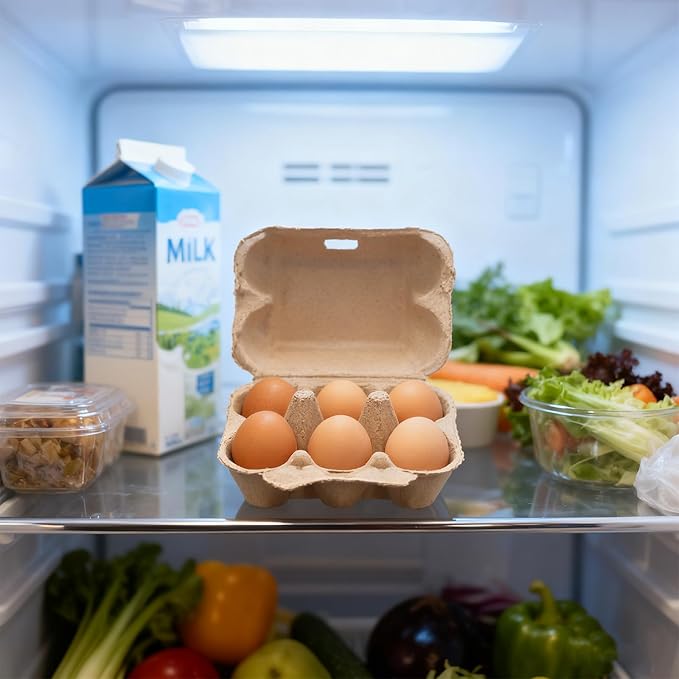 50 Pack Thick Shockproof Egg Cartons in Bulk, Half Dozen Paper Pulp Egg Crates for Home Farm Market Use