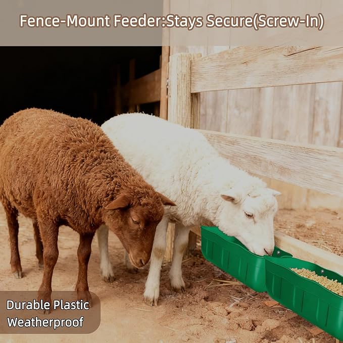 Chicken Feeder Waterer,Hanging Goat Feeders,Feed Trough 3.5 Quart 6 Pack,Hanging Fence Feed Trough for Poultry Livestock,Green