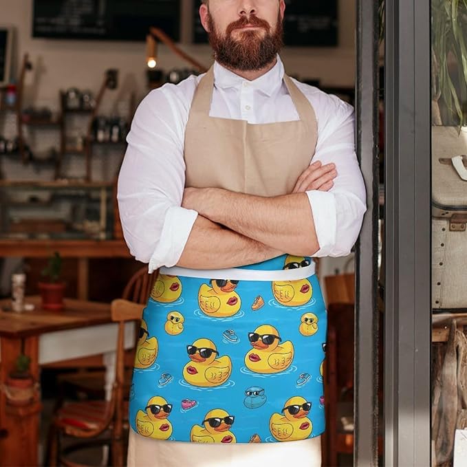Server Apron with 3 Pockets Waist Waiter Waitress Half Apron Short Aprons