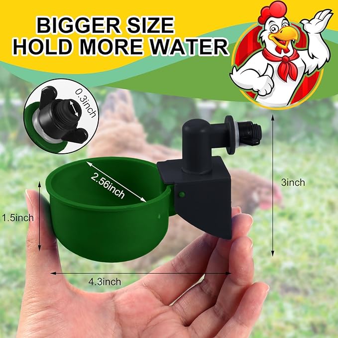 Tanlade 50 Packs Chicken Waterer Chicken Feeder, Automatic Waterer Kit for Poultry Duck Goose Turkey Bunny (Green)