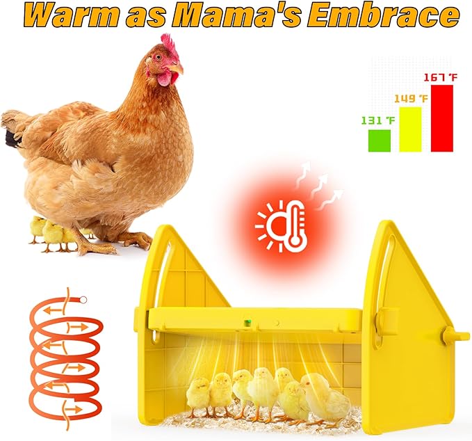 Heating Brooder Plate for Chicks Ducklings, Adjustable 3 Levels Temperature Brooder House for Keeping Poultry Warm(Yellow, L)