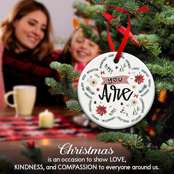Religious Christmas Hanging Ornaments, Bible Verse Ornament - Encouragement Gifts for Women, Mom, Ladies, Girl, Coworker Female - Faith Based Gift - Christmas Decorations Christian