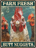 Rustic Metal Tin Sign Chicken Farm Fresh Butt Nuggets Wall Art Retro Plaque For Kitchen Bar Farmhouse Iron Painting 16x12 Inch