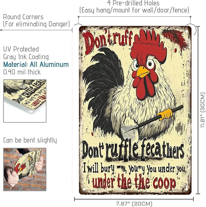 Chicken Coop Accessories Metal Signs -Chicken Coop Funny Tin Signs 8x12 Inch